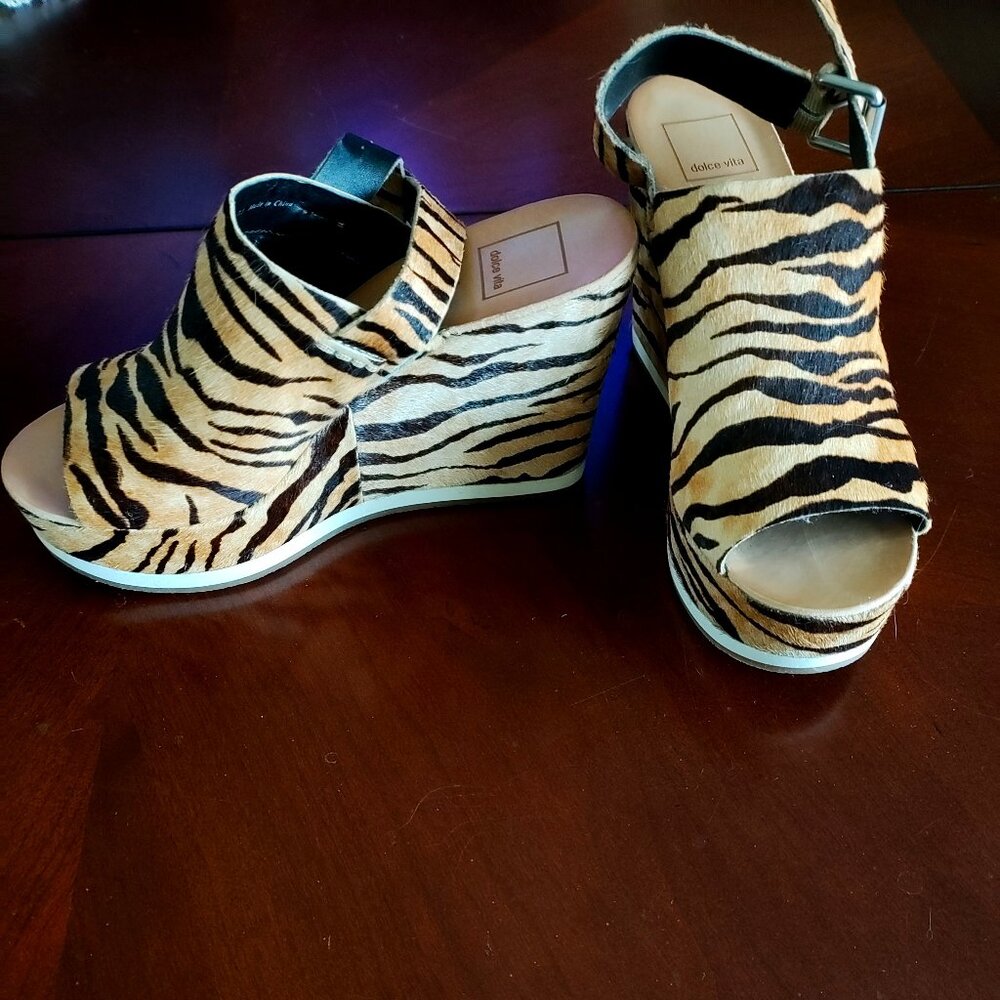 Dolce Vita Tiger Skin Shan Wedge Sandals